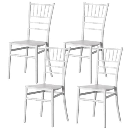 Fabulaxe Modern White Stackable Chiavari Dining Chair, White, 4PK QI004661.WT.4